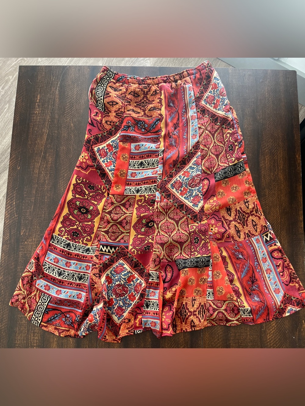Vintage Bohemian Patchwork Midi Skirt